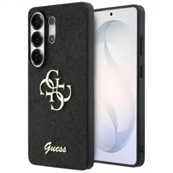Guess Fixed Glitter Big 4G Metal Logo Case voor Samsung Galaxy S26 Ultra (zwart)