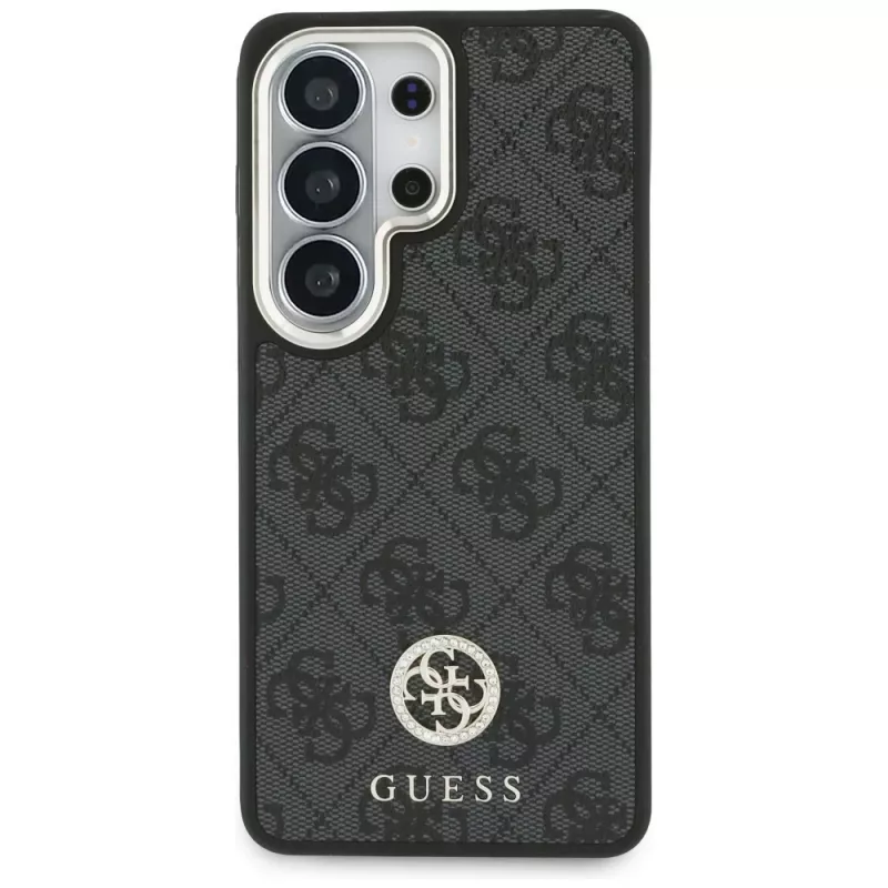 Guess 4G Big Rhinestone Triangle Strap MagSafe Case Kit voor Samsung Galaxy S26 Ultra - zwart