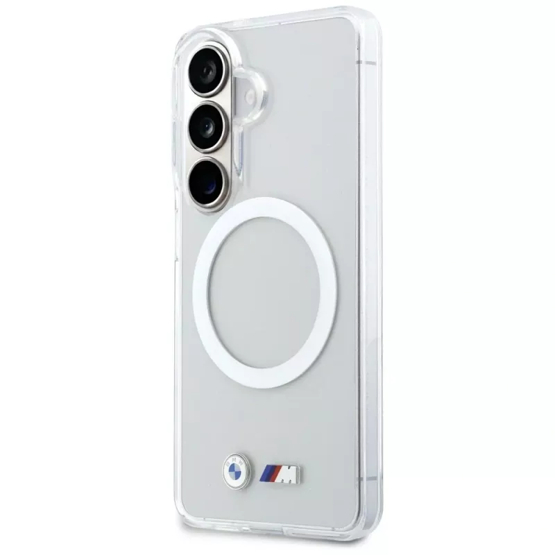 BMW IML Shockproof Metal Logo MagSafe Case voor Samsung Galaxy S26 transparant