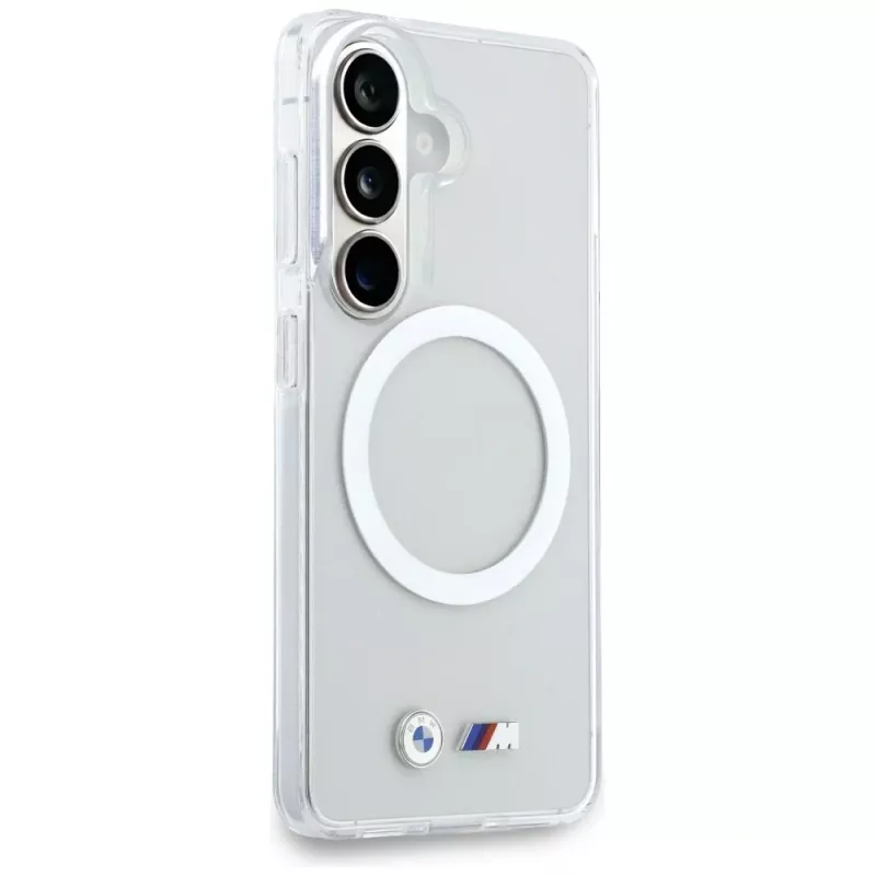 BMW IML Shockproof Metal Logo MagSafe Case voor Samsung Galaxy S26 transparant