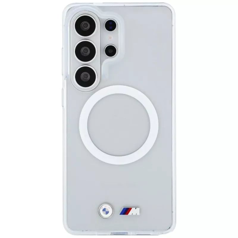BMW IML Shockproof Metal Logo MagSafe Case voor Samsung Galaxy S26 Ultra transparant