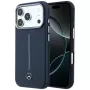 Mercedes Leder Semi Wrap Iconic Line MagSafe Case voor iPhone 17 Pro navy