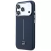 Mercedes Leder Semi Wrap Iconic Line MagSafe Case voor iPhone 17 Pro navy