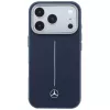 Mercedes Leather Semi Wrap Iconic Line MagSafe Case voor iPhone 17 Pro Max marineblauw