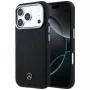Mercedes Leather Semi Wrap Wood Effect MagSafe Case voor Apple iPhone 17 Pro zwart