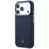 Mercedes Leather Semi Wrap Wood Effect MagSafe Case voor iPhone 17 Pro Max navy blue