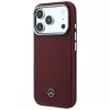 Mercedes Leder Semi Wrap Wood Effect MagSafe Case voor iPhone 17 Pro Max rood