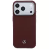 Mercedes Leder Semi Wrap Wood Effect MagSafe Case voor iPhone 17 Pro Max rood