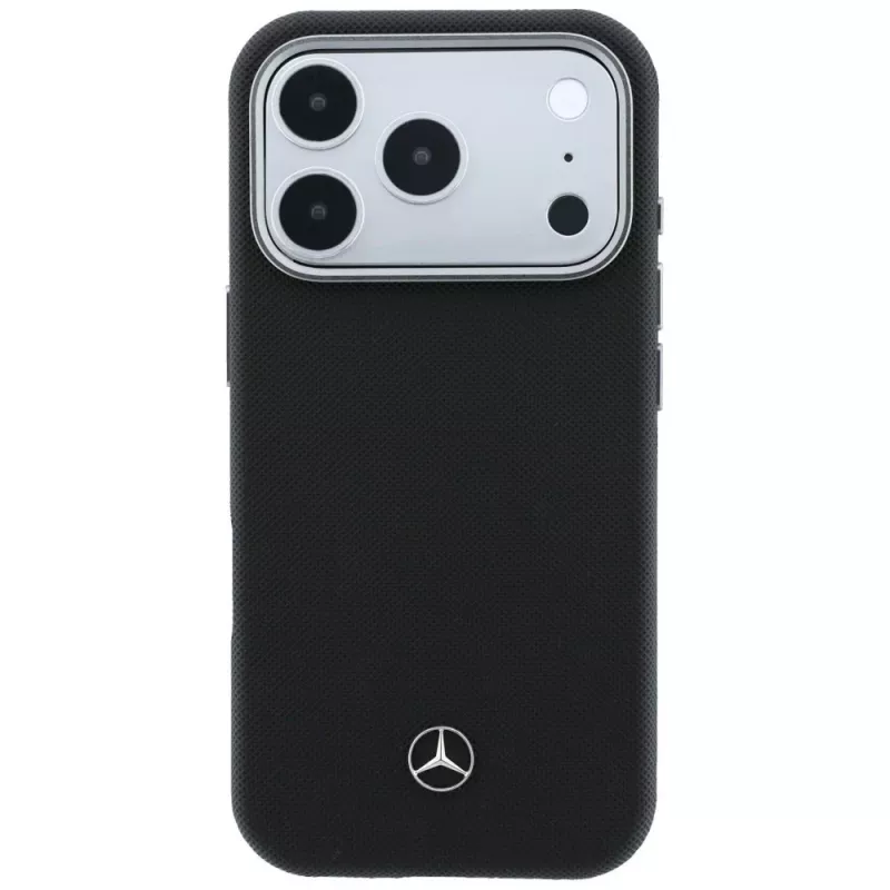 Mercedes Leather Semi Wrap GrillPattern MagSafe Case voor iPhone 17 Pro zwart