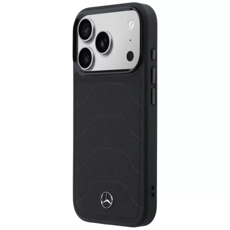 Mercedes-Benz leren Mesh with Bow Line MagSafe-hoesje voor iPhone 17 Pro, zwart