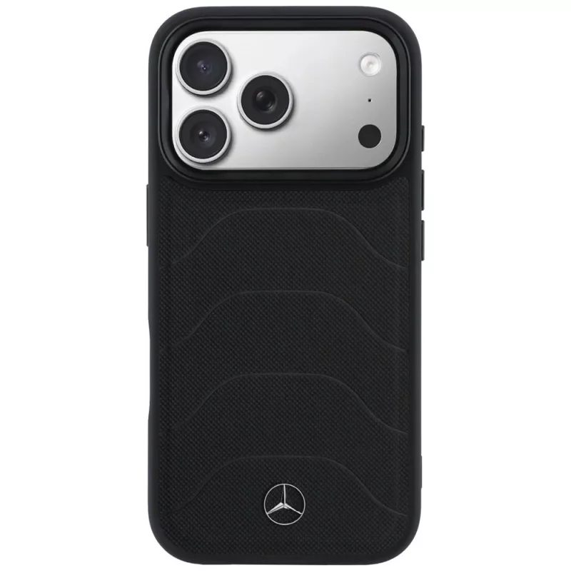 Mercedes-Benz leren Mesh with Bow Line MagSafe-hoesje voor iPhone 17 Pro, zwart