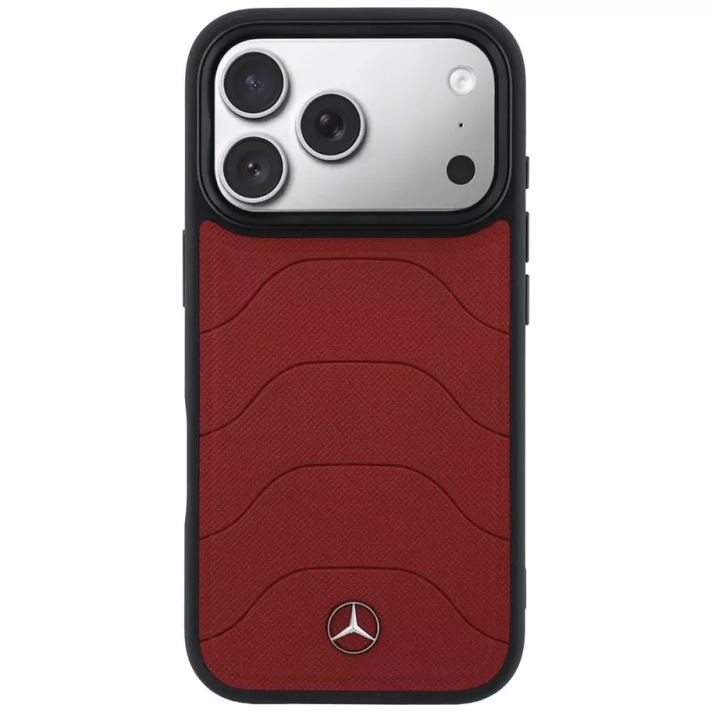 Mercedes lederen mesh-hoesje met Bow Line MagSafe voor iPhone 17 Pro Max rood