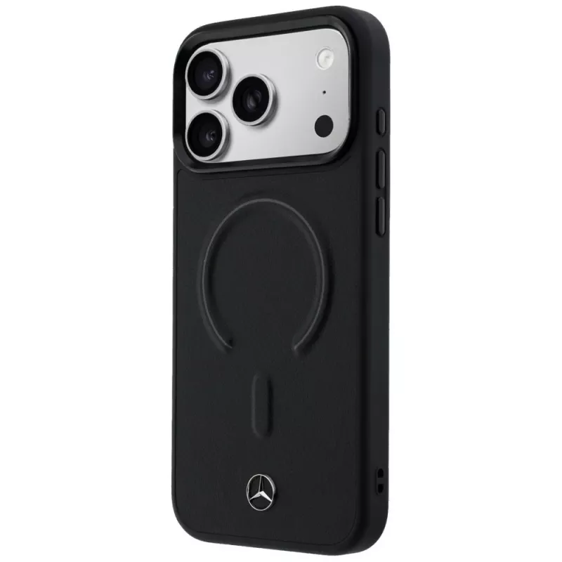 Mercedes Leather 3D MagSafe Case voor iPhone 17 Pro Max zwart