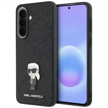 Karl Lagerfeld Fixed Glitter Ikonik Logo Metal Pin Case voor Samsung Galaxy A37 5G zwart