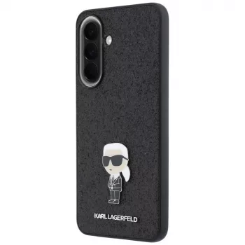 Karl Lagerfeld Fixed Glitter Ikonik Logo Metal Pin Case voor Samsung Galaxy A37 5G zwart