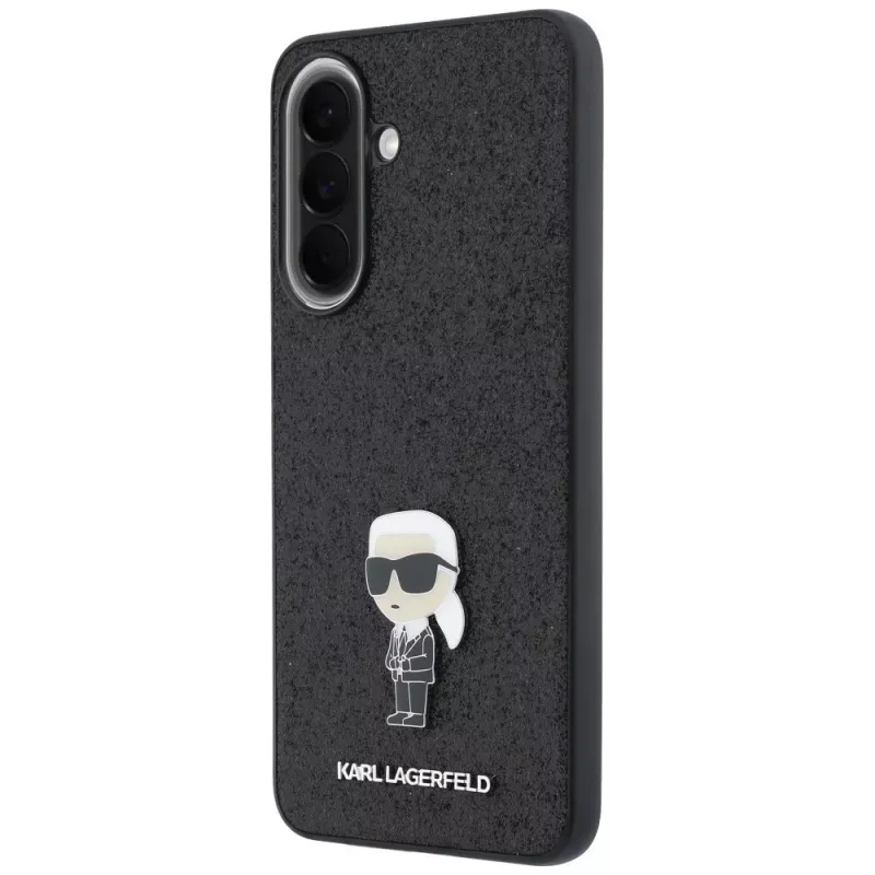 Karl Lagerfeld Fixed Glitter Ikonik Logo Metal Pin Case voor Samsung Galaxy A37 5G zwart
