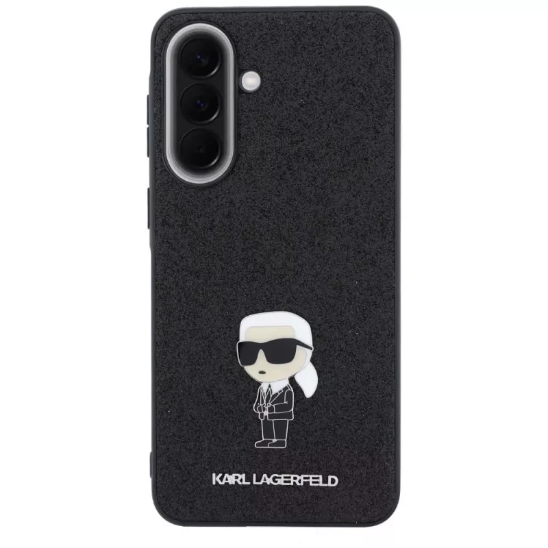 Karl Lagerfeld Fixed Glitter Ikonik Logo Metal Pin Case voor Samsung Galaxy A37 5G zwart