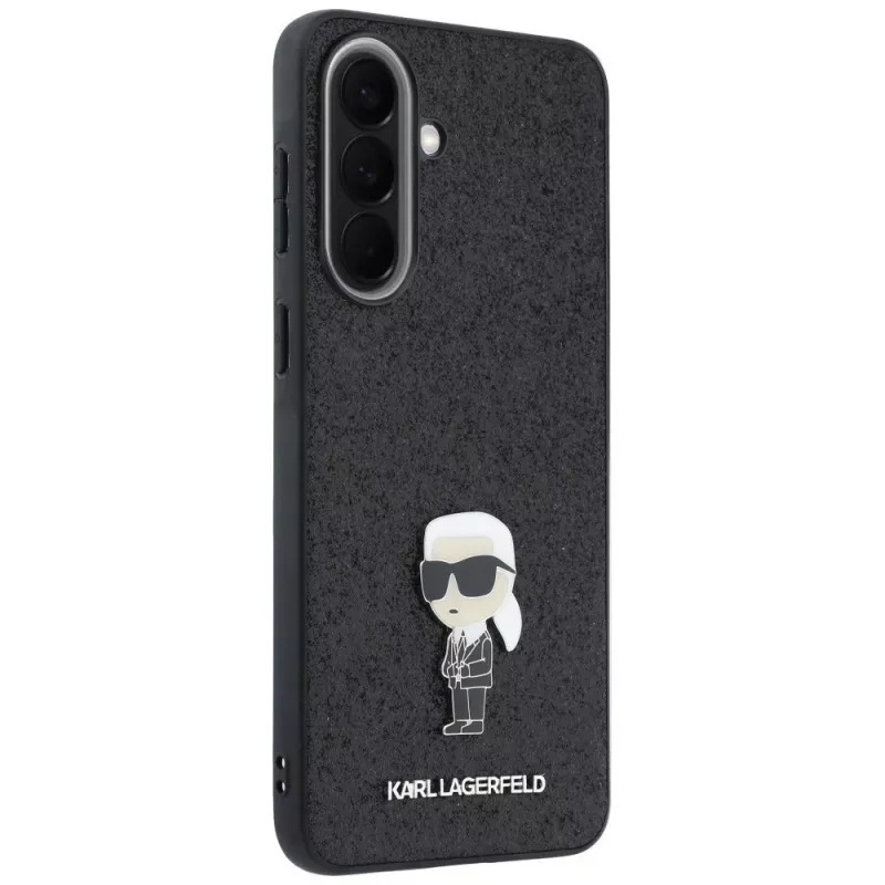 Karl Lagerfeld Fixed Glitter Ikonik Logo Metal Pin Case voor Samsung Galaxy A37 5G zwart