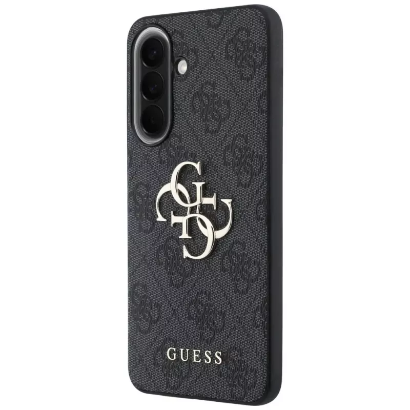 Guess Leather 4G Metal Logo Case voor Samsung Galaxy A37 5G, zwart
