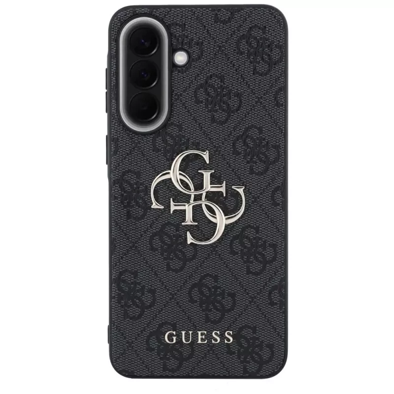 Guess Leather 4G Metal Logo Case voor Samsung Galaxy A37 5G, zwart
