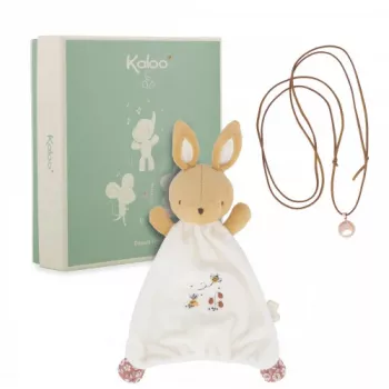 Kaloo 2-in-1 cadeauset konijn knuffeldoekje en zwangerschaps-bola-ketting Petites Chansons