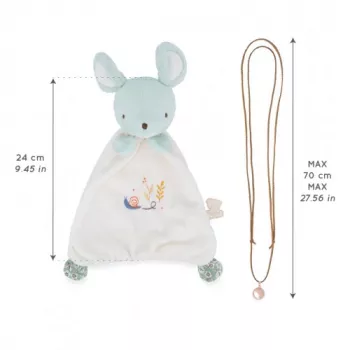 Kaloo 2-in-1 cadeauset (knuffeldoekje + zwangerschaps-bola-ketting) muis Petites Chansons