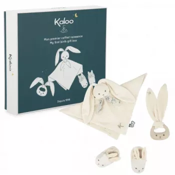 Kaloo 3-in-1 cadeauset konijn (knuffeldoekje + bijtring + booties) crème Lapinoo collectie