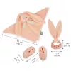 Kaloo 3-in-1 baby cadeauset konijn (knuffeldoekje + bijtring + booties) perzik Lapinoo