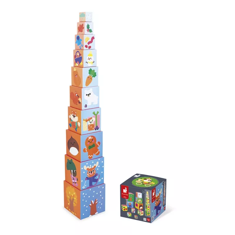 Janod stapelpiramide toren 10 blokken 4 seizoenen 12m+