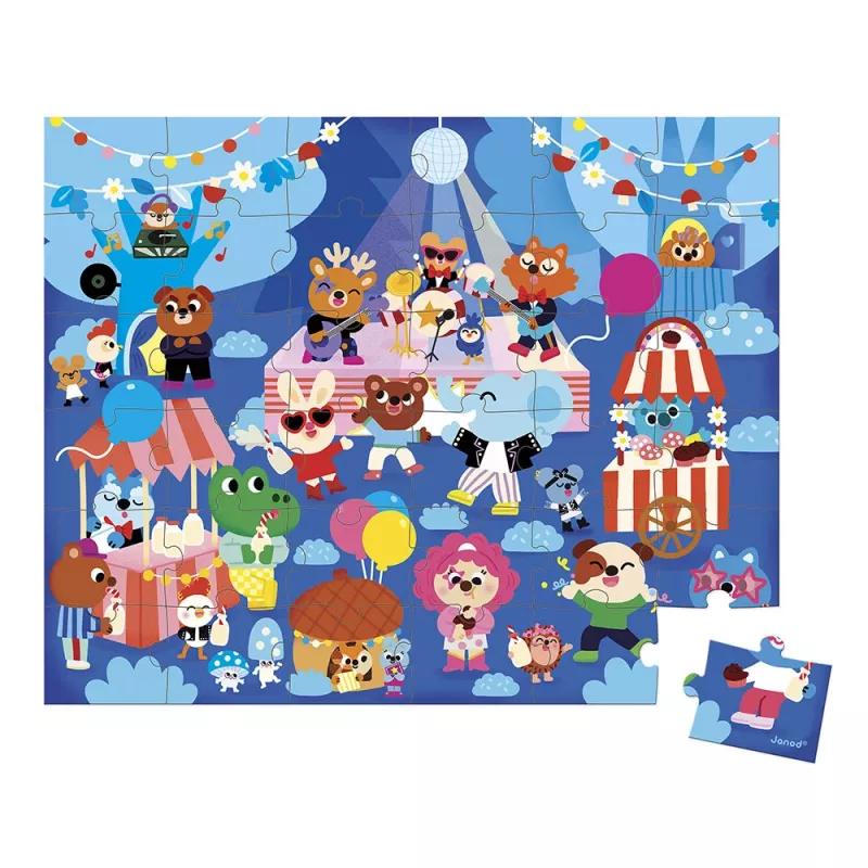 Janod puzzel in koffer Party 36 stukjes 4+ gemaakt in Frankrijk