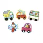 Janod Progressief puzzelset met 5 puzzels - 2, 4, 6, 8 en 10 stukjes - Voertuigen 2+