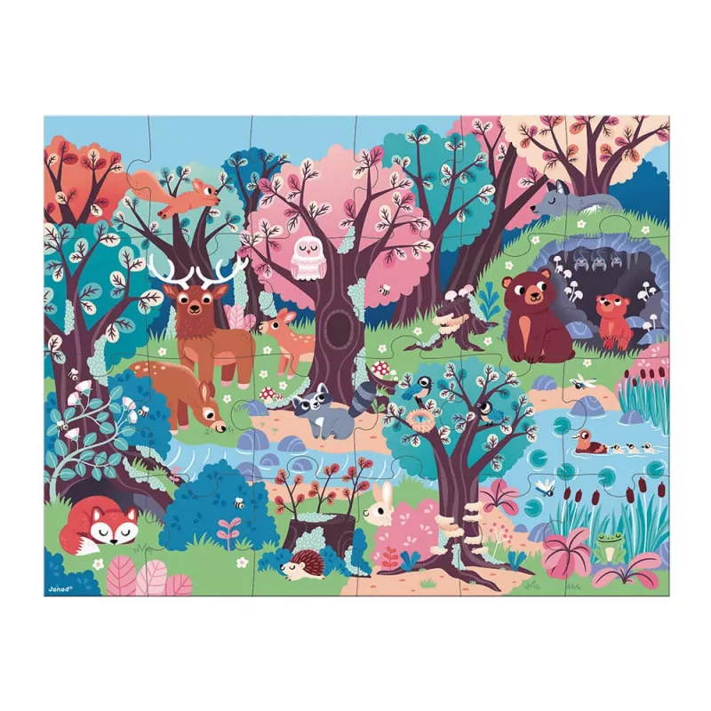 Janod Forest glow-in-the-dark puzzel met UV-lamp 24 stukjes