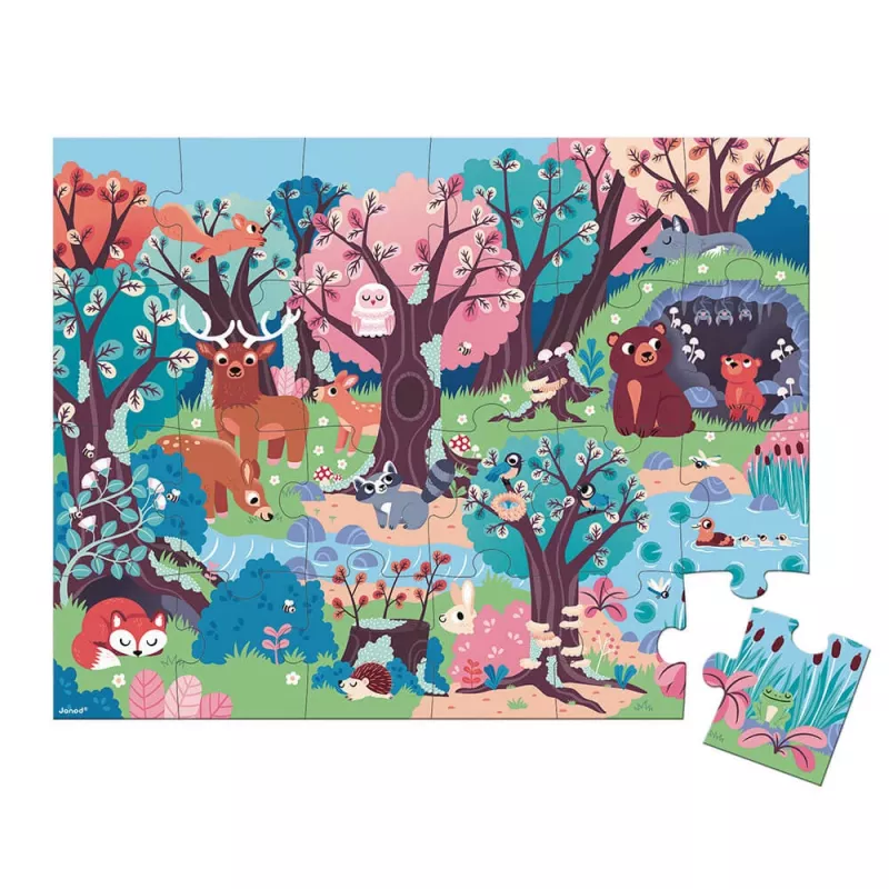 Janod Forest glow-in-the-dark puzzel met UV-lamp 24 stukjes