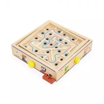 Janod Applepop Ball Maze Game - magneetpen houten doolhof voor kinderen vanaf 5 jaar