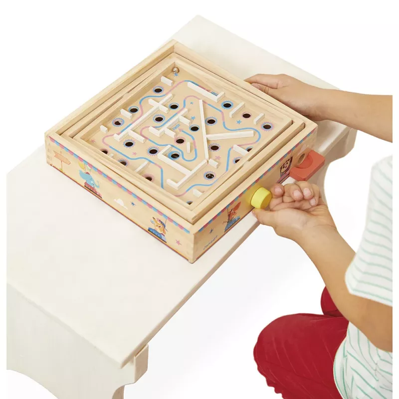 Janod Applepop Ball Maze Game - magneetpen houten doolhof voor kinderen vanaf 5 jaar