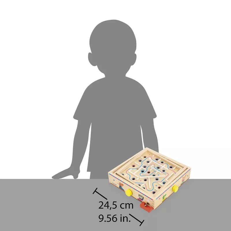 Janod Applepop Ball Maze Game - magneetpen houten doolhof voor kinderen vanaf 5 jaar