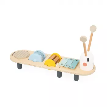 Janod Sweet Cocoon muziek-activiteitstafel - wormontwerp, 5 instrumenten, FSC-hout, vanaf 12 maanden