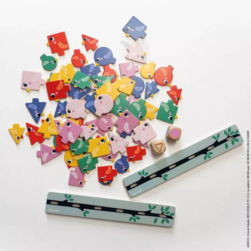 Janod educatief speelgoed sorteerspel vormen, kleuren en groottes sorteren vogels 2+