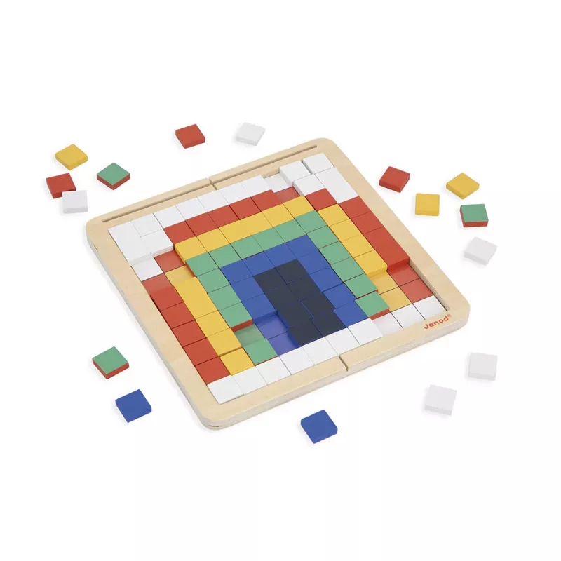 Janod houten mozaïekpuzzel symmetrie en codering 4in1 5+