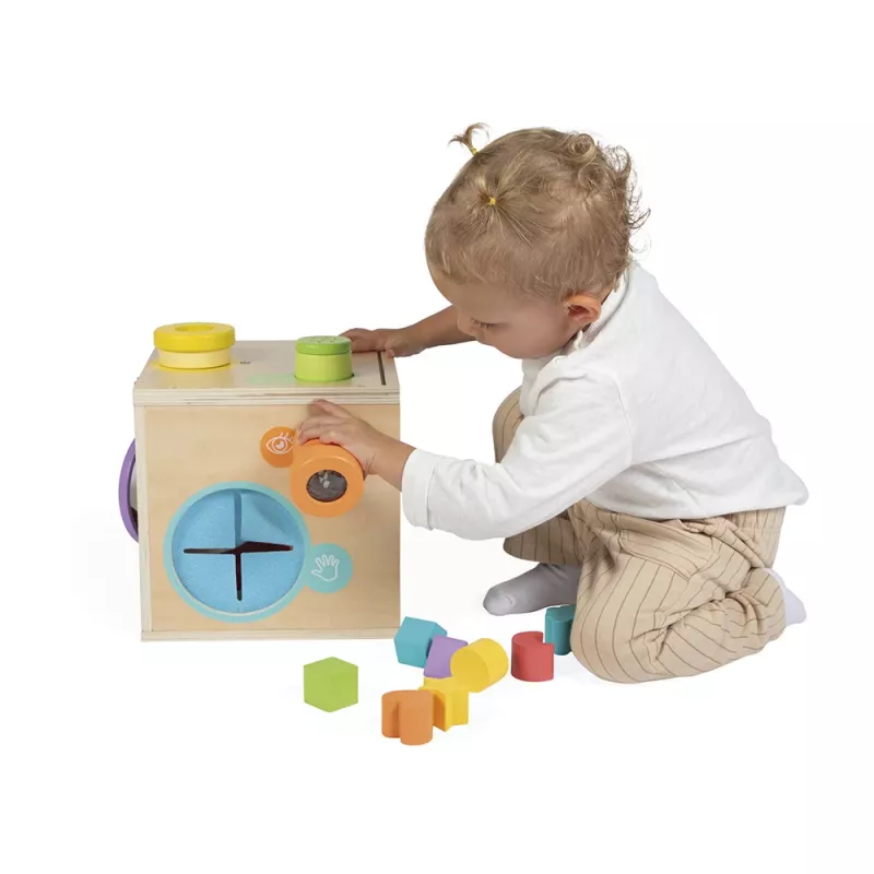Janod houten sensorische activiteitenkubus vanaf 18 maanden