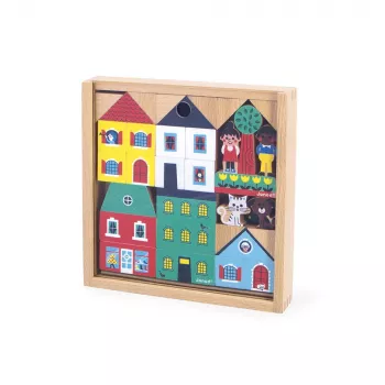 Janod Bouwstenen en Figuren Set 36 stuks Stad Kruispunt 2+