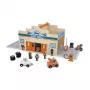 Janod Houten Garage met Figuren en Openingsmechanisme Cross Roads 2+
