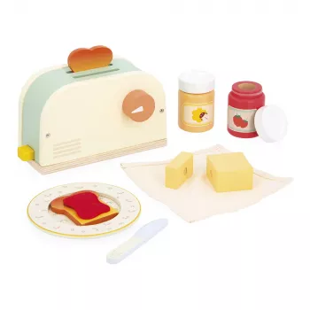 Janod Houten Ontbijtset met Toaster en 12 Accessoires Shiny Grandma 3+