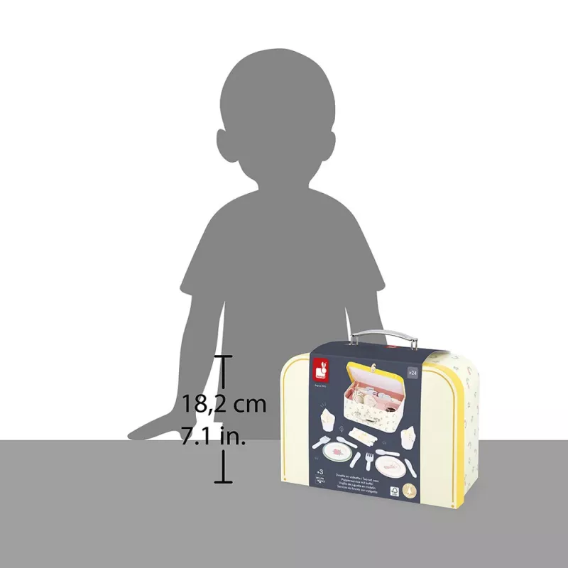 Janod Picknick Speelset in Koffer met Accessoires, 24 stuks, Shiny Grandma, 3+