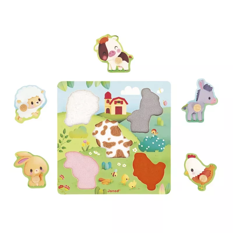 Janod Pure Sensorische Houten Puzzel Boerderijdieren 7 stuks