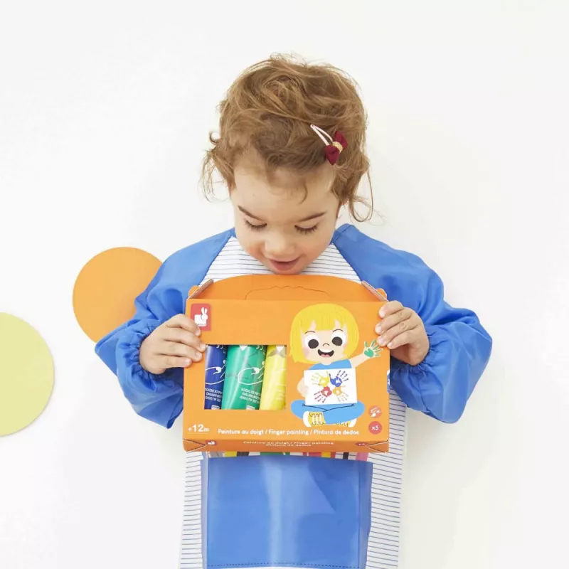 JANOD Vingerverf 5 Kleuren 400 ml Waterbasis Nontoxisch Afwasbaar Kunstverf voor Peuters vanaf 18 maanden