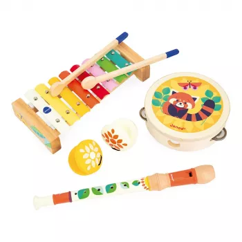 Janod Gioia Muziekspeelgoed Set - 5 Instrumenten, Hout, Pastelkleuren, vanaf 18 maanden