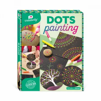 Janod I Love Creativity Dot Painting Kunstset - 4 Dierenkaarten met 6 Gouacheverven