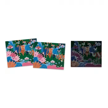 Janod Glow-in-the-Dark kristalmozaïek knutselset - Night Jungle - Creatieve activiteit voor kinderen vanaf 6 jaar