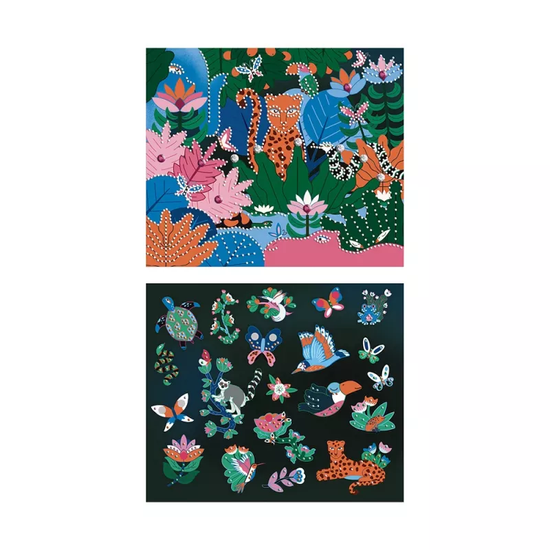 Janod Glow-in-the-Dark kristalmozaïek knutselset - Night Jungle - Creatieve activiteit voor kinderen vanaf 6 jaar